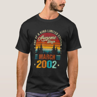 Vintage 20th Birthday Awesome Since March 2002 T-Shirt