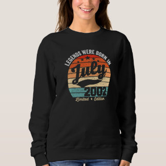 Vintage 20th Birthday Legends Were Born In July 20 Sweatshirt