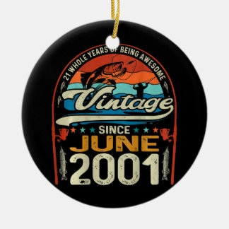 Vintage 21st Birthday June 2001 21 Year Old Ceramic Tree Decoration