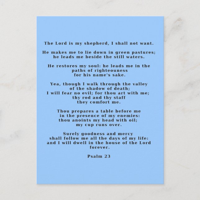 Vintage 23rd Psalm Postcard (Front)