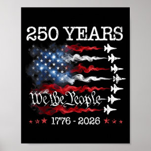 Vintage 250 Years 1776-2026 Flag USA Fighter Jets Poster