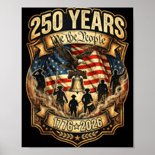 Vintage 250th Anniversary 1776-2026 America Flag Poster