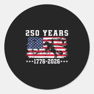 Vintage 250th anniversary usa flag 1776 2026 classic round sticker