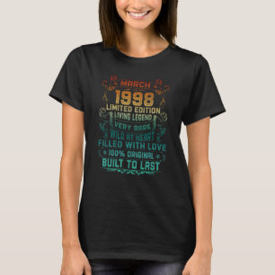 Vintage 25 Years Old March 1998 25th Birthday T-Shirt