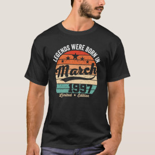 Vintage 29th Birthday Legends were Born in March 1 T-Shirt