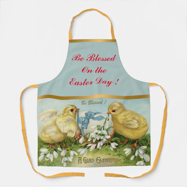 Vintage 2 Chickens And Egg Easter Apron (Front)