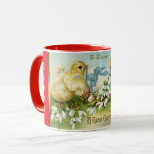 Vintage 2 Chickens And Egg Easter Mug