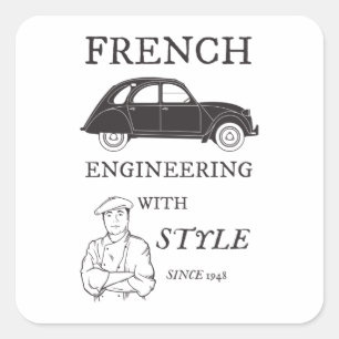 Vintage 2cv Oldtimer French engineering Square Sticker