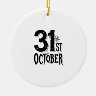 Vintage 31st October Halloween Typography Design_1 Ceramic Tree Decoration