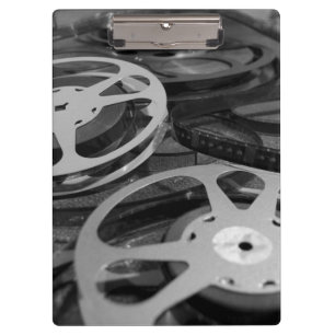 Vintage 35mm Film Reels Black and White Clipboard