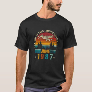Vintage 35Th Birthday Awesome Since June 1987 Epic T-Shirt