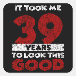 Vintage 39 Years Old Funny 39th Birthday Gift Square Sticker