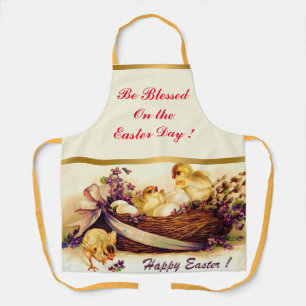Vintage 3 Chickens And Eggs Easter Apron