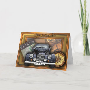 Vintage 3D Car - Happy Birthday Dad Card