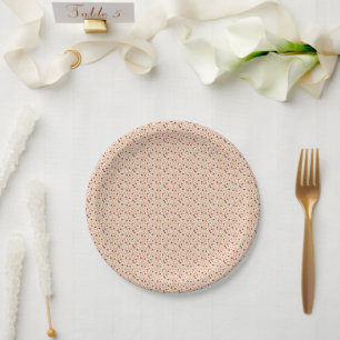 Vintage 40s Soft Peach & Taupe Utility Bloom Paper Plate