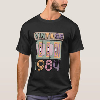 Vintage 40th Birthday 1984 Music Cassette Tape T-Shirt