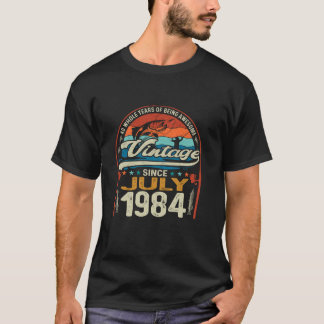 Vintage 40th Birthday 40 Year Old Fishing Lovers J T-Shirt