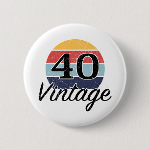 Vintage 40th Birthday Sunset 6 Cm Round Badge