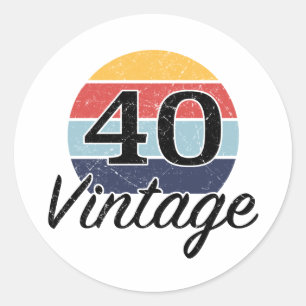Vintage 40th Birthday Sunset Classic Round Sticker