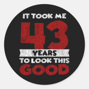 Vintage 43 Years Old Funny 43rd Birthday Gift Classic Round Sticker