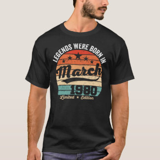Vintage 43th Birthday Legends Were Born In March 1 T-Shirt