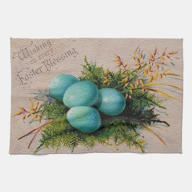Vintage 4 Eggs Easter Holiday Tea Towel (Horizontal)