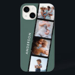 Vintage 4 photo collage typography modern green Case-Mate iPhone 14 case<br><div class="desc">film strip vintage retro 4 photo collage typography modern simple stylish sage green design.</div>