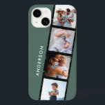 Vintage 4 photo collage typography modern green Case-Mate iPhone 14 case<br><div class="desc">film strip vintage retro 4 photo collage typography modern simple stylish sage green design.</div>