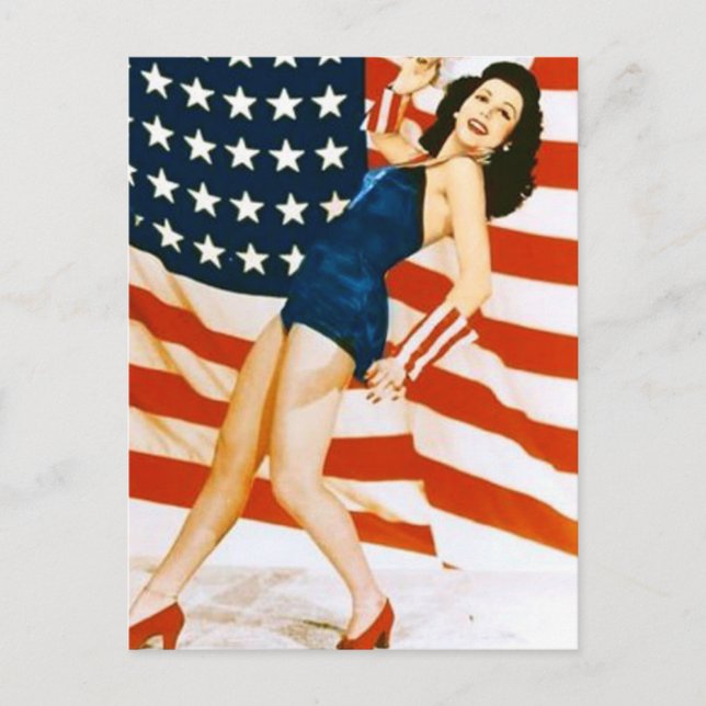 Vintage 4 th of July Pinup Postcard (Front)