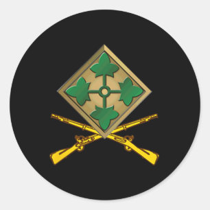 Vintage 4th Infantry Division Veteran Small Logo P Classic Round Sticker