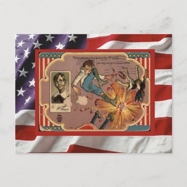 Vintage 4th July, Celebration, firecrackers Invitation Postcard (Front)