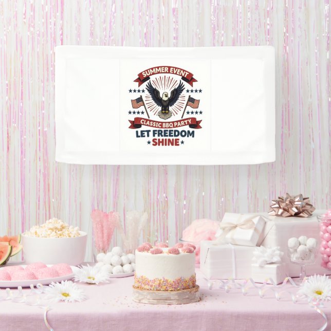 Vintage 4th of July Banner – Retro Eagle & BBQ (Party)