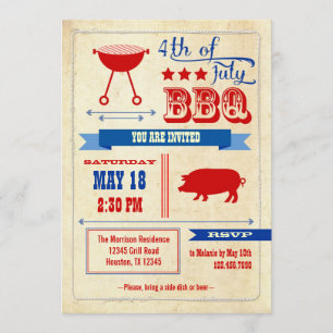 Vintage 4th of July BBQ Invitation