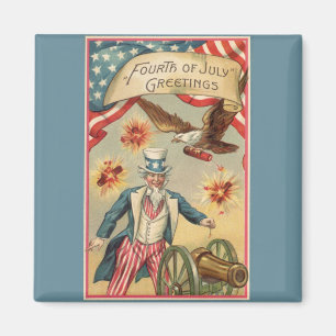 Vintage 4th of July Fireworks with Uncle Sam Magnet