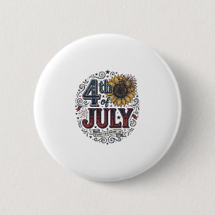 Vintage 4th of July Patriotic Sunflower Shirt Desi 6 Cm Round Badge