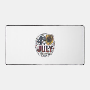Vintage 4th of July Patriotic Sunflower Shirt Desi Desk Mat