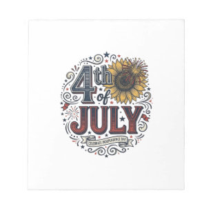 Vintage 4th of July Patriotic Sunflower Shirt Desi Notepad