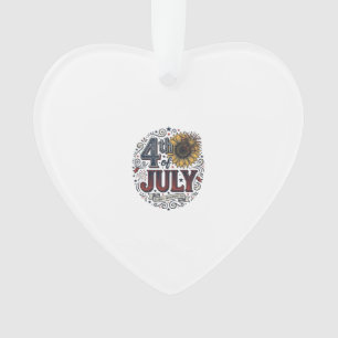 Vintage 4th of July Patriotic Sunflower Shirt Desi Ornament