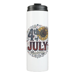 Vintage 4th of July Patriotic Sunflower Shirt Desi Thermal Tumbler