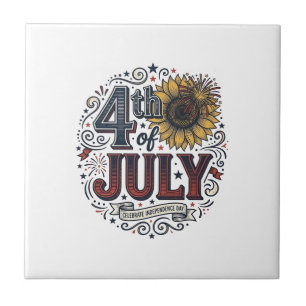 Vintage 4th of July Patriotic Sunflower Shirt Desi Tile