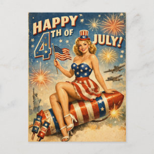 Vintage 4th of July Pin-Up Postcard