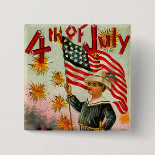 Vintage 4th of July Square Button