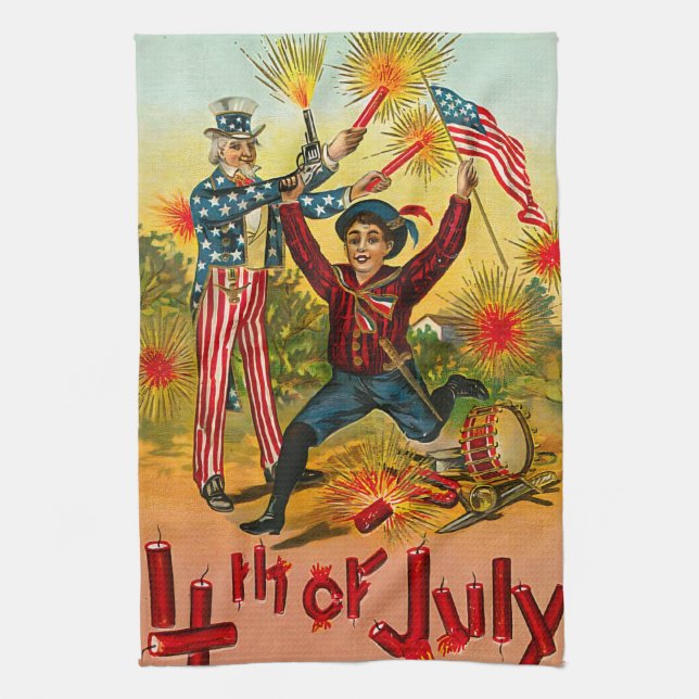 Vintage 4th of July  Tea Towel (Vertical)