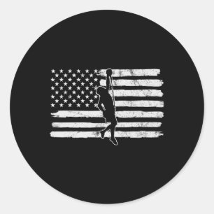 Vintage 4th Of July Usa Flag Free Climbing Boulder Classic Round Sticker