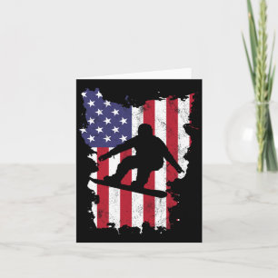 Vintage 4th Of July Usa Flag Snowboarding Snowboar Card
