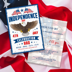 Vintage 4th Of July USA Independence Day Party Invitation