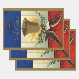 Vintage 4th of July with Eagle and Liberty Bell Wrapping Paper Sheet