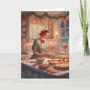 Vintage 50's Christmas Kitchen Baking Card