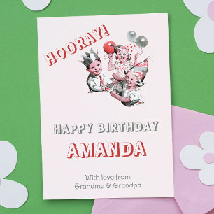 Vintage 50s Classic Simple Happy Birthday Greeting Card