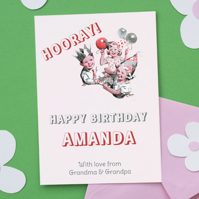 Vintage 50s Classic Simple Happy Birthday Greeting Card (Creator Uploaded)